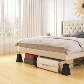 Napnapday Bed Risers 7 inch Heavy Duty in Adjustable Heights of 7, 4 or 3 Inches Bed Elevators, 1,500 lbs Lifts Up Furniture Riser for Sofa and Table Set of 4, Black