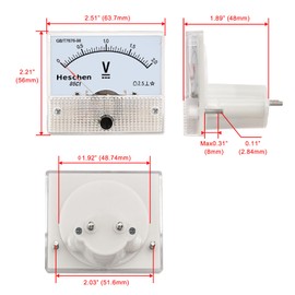 Heschen 85C1-3A Rectangle Panel Mounted Current Meter Ammeter Tester, DC 0-3A, Class 2.5, White