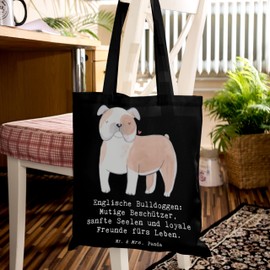 Mr. & Mrs. Panda Tragetasche Englische Bulldogge - Geschenk, liebenswerte Haustiere, Hundeliebhaber, Umhängetasche, Jutetasche, Treue Hunde, sanfte