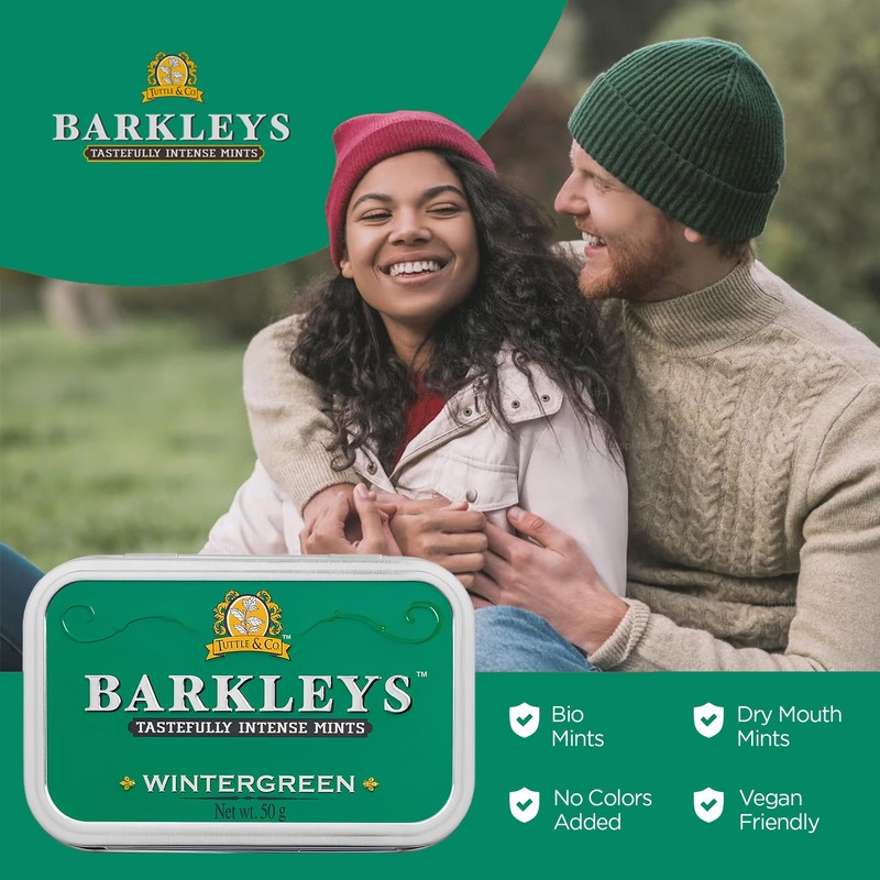 Barkleys Wintergreen Breath Mints - Strong Flavor Cool Mint Candy
