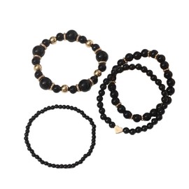 COLORFUL BLING Adjustable Imitated Pearl Stackable Stretch Bracelet Set Beaded Heart Strand Bracelet for Women Bridal Bridesmaids Wrap Bangle Wedding Jewelry, adjustable, Beads, no gemstone