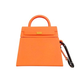 BONTOUJOUR Case for AirPods 1/2, Girls Creative Fashion Mini Handbag Purse Case, Stylish Soft Silicone Wireless Earphone Protection Charging Cover for AirPods 1/2 +Hook -Orange