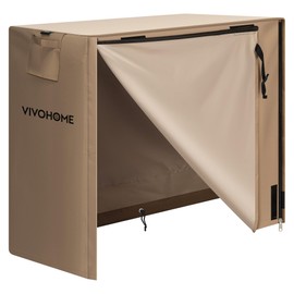 VIVOHOME 4ft Firewood Log Rack Cover, Heavy Duty 600D Oxford, Double Layer Outdoor Weather Resistant Fire Wood Storage Holder Cover with Zipper and Hook Loop Tape, Brown