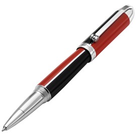 Xezo Visionary Brass and Aluminum Fine Rollerball Pen, Hand-Enameled in Red and Black. Numbered in Limited Edition of 500. Classic Art Deco Color Scheme, Retrofuturistic Body Style. Assembled in USA