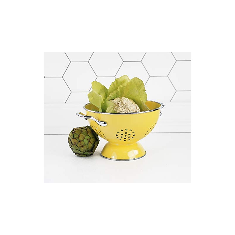 Reston Lloyd Calypso Basics 1.5 Quart Powder Coated Colander, Lemon