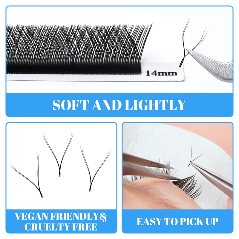 GEMERRY YY-Shaped Volume Eyelashes, Pre-Fanned 2D, 4D Eyelashes, Y Lashes,