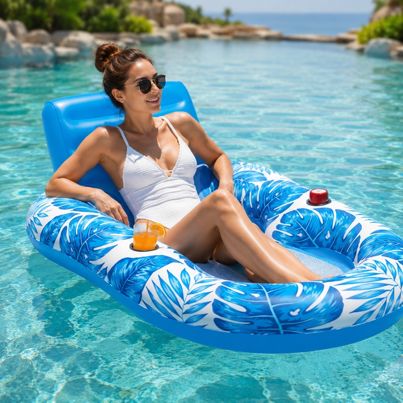 Adult Inflatable Pool Lounger for Summer Relaxation – Mesh Seat
