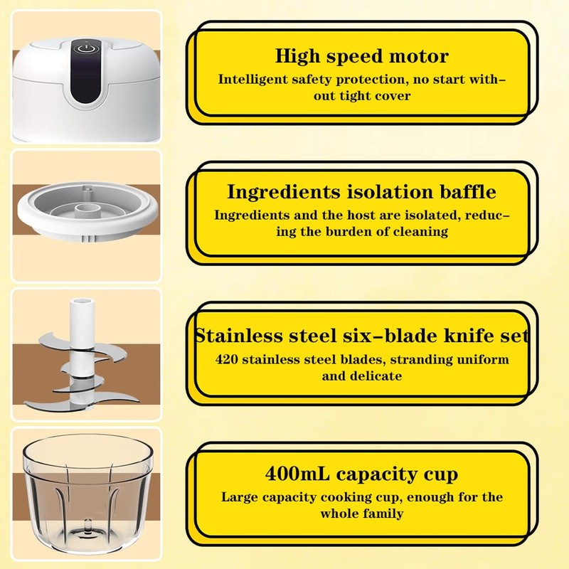 Umllpet Mini Onion Chopper, Electric Kitchen Chopper, 350 ml, USB