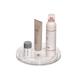 iDesign The Sarah Tanno Collection 9" Lazy Susan Spinning Cosmetic Organizer, Clear/White