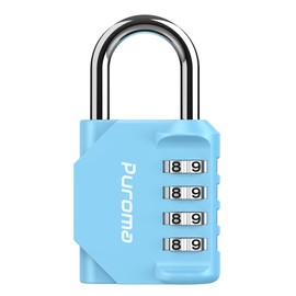 Puroma 1 Pack Combination Lock for Locker 4 Digit Outdoor Waterproof Padlock for School, Gym, Sports, Fence, Toolbox, Gate, Case, Outdoor, Hasp Storage, Cabinets (Sky Blue)