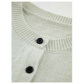 GORGLITTER Women's Button Up Sweater Vest Crewneck Sleeveless Knit Sweater Tank Top White Medium