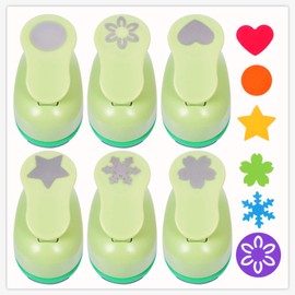 UCEC 6PCS Paper Punch, 1 Inch Craft Single Hole Punch Shapes, Star Heart Flower Circle Hole Puncher for Decoration Scrapbooking Craft Supplies DIY Kit Handmade Paper Punches for Kids