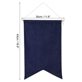 PATIKIL Enamel Pin Display Banner, 17" Length Canvas Blank Holder Board Wall Hanging for Trading Badge Flag Collection Organizer Book Collector Case Pennant Felt Bag Box, Blue