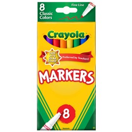 Crayola Original Marker Set, Fine Tip, Assorted Classic Colors, Set of 8, Model:58-7709
