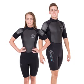 Seavenger Navigator 3mm Shorty | Short Sleeve Wetsuit for Men and Women | Surfing, Snorkeling, Scuba Diving (Surfing Black, Men's 2X-Large)