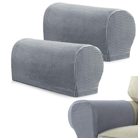 HUSOUE 2 PCS Armchair Covers for Arms, Sofa Arm Covers Non Slip Arm Protectors Polyester Armrest Chair Arm Caps Stretch Couch Slipcovers for Sofas (Light Grey)