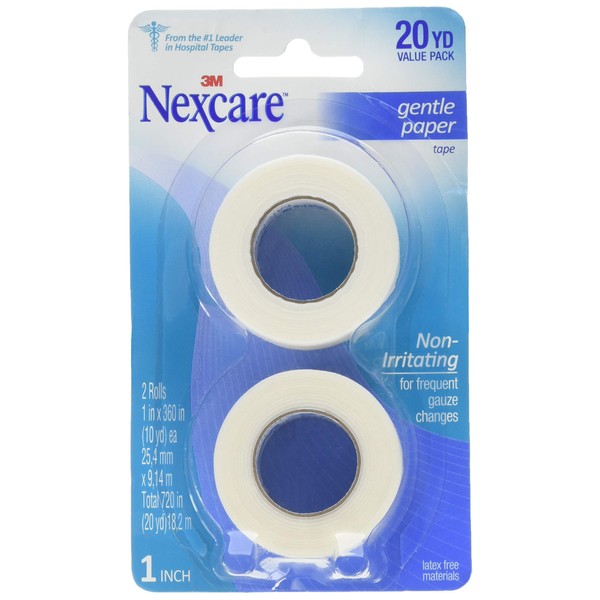 Nexcare Gentle Paper Carded First Aid Tape 1 in x 10 yds (6 rolls), 2 Count (Pack of 3)