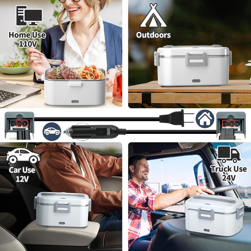 Electric Heated Lunch Box for Adults with 2 Pack 1.8L