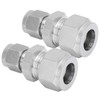 2pcs Compression Tube Fitting Adapter Stainless Steel Double Ferrule Joint