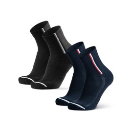 DANISH ENDURANCE Merino Winter Cycling Socks, Cycling Socks, Thermal Socks, Cold Protection, Padded & Breathable, Unisex, for Men & Women, 2 Pairs, Multicoloured (1 x black, 1 x navy blue)