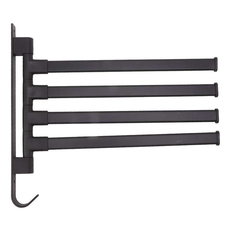 Black Swivel Towel Bar Punch Free Bathroom Towel Rack Wall
