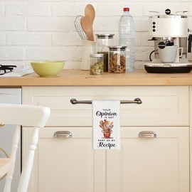 Qabliqo Funny Cooking Gift Kitchen Towels, Your Opinion is Not Part of My Recipe Decorative Dish Tea Towels for Kitchen, Chef Gifts Hand Towels, 16x24 Inch