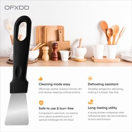 Metal Spatula for Cast Iron Skillet, Fridge, Freezer - Stainless Steel Multipurpose Kitchen Cleaning Spatula - Cleaning Shovel for Stubborn Dirt, Ice, Oil Fume, Griddle, Grill, Heavy Duty, Flat