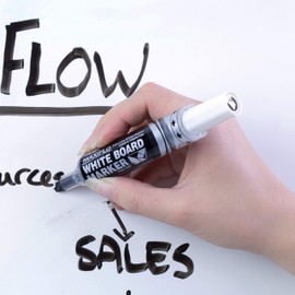 Pentel Maxiflo Dry Wipe Chisel Tip Marker - Black (Pack of 12)