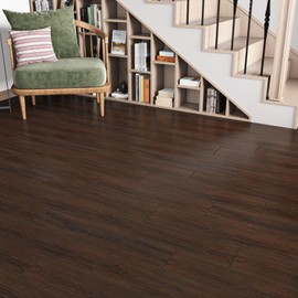 Wallercity 16PCS Deep Brown Peel and Stick Floor Tile Wood Vinyl Plank Flooring Waterproof Wood Floor Tile Stickers for Bathroom Interlocking Vinyl Flooring Adhesive Stick on Tiles for Basement RV