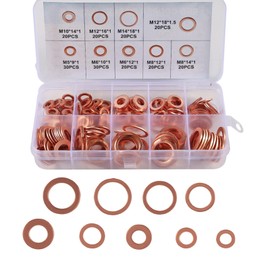 AEDIKO 200pcs Copper Washer Assortment Set Copper Metric Sealing Washers Copper Flat Washer Gasket M5-M14