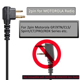 HYS G-Shape Security Headset with Microphone PTT Earpiece Compatible with Motorola DP1400 CP040 CP88 GP300 Hyera Minland G15/G18 2-Pin Walkie Talkie (Pack of 2)