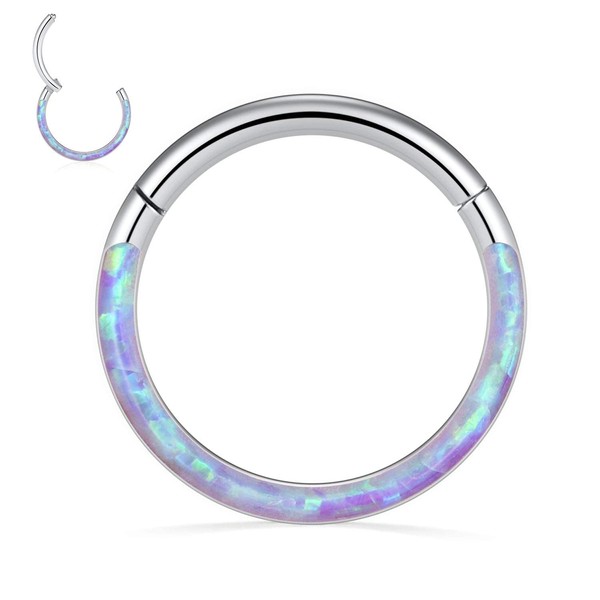 Purple Opal Septum Jewelry 16G Conch Piercing Jewelry Daith Hoops