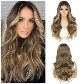 Sapphirewigs Brown Wig Lace Front Wig 13 x 4 Synthetic Wig Body Wave Kanekalon Futura Pre-Plucked Daily Wear Party Date Wig 22 Inches