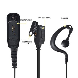 UAYESOK Radio Headset Walkie Talkie Headphones with PPT Microphone, G-shape Police Security Earphones for Motorola Multi-Pin DP3400 DP3401 DP3600 DP3601 DP4400 DP4400E DP4401 APX4000 Radio (Pack of 2)