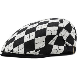 Wovanoo Newsboy Cap Plaid Print Flat Caps for Men Ivy Adjustable Gatsby Golf Berets Hat Black