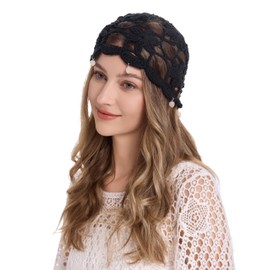 ZLYC Gorro De Algodón De Crochet con Diseño De Calavera para Mujer, Hecho A Mano, Tejido con Recortes Florales.
