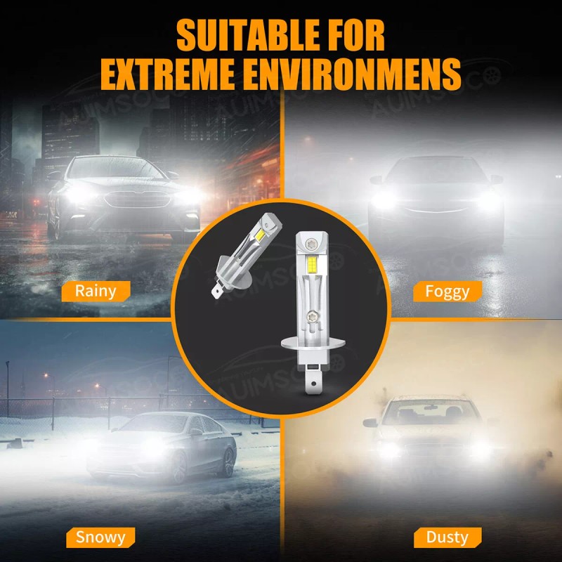 AUIMSOCO 2x H1 LED Headlight Bulbs Conversion Kit High Low