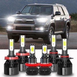 CHUSYYRAY For Toyota 4Runner 2010-2020 LED Headlight Bulbs Kit High/Low Beam Fog Light