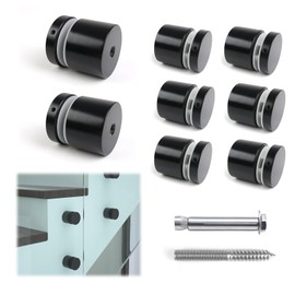 Muzata 8Pack 2'' Black Glass Railing Standoff Heavy Duty Glass Standoff Screws Pin for Balcony Stair Balustrade Railing Side Mount GA07 SL4