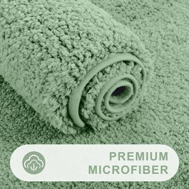 OLANLY Soft Microfiber Bath Mat, Super Absorbent Plush Shaggy Bathroom mat, Machine Washable Dry Bathroom Rug, Non-Slip Bath Mats for Bathroom Floor, Tub and Shower, 20x30, Sage Green