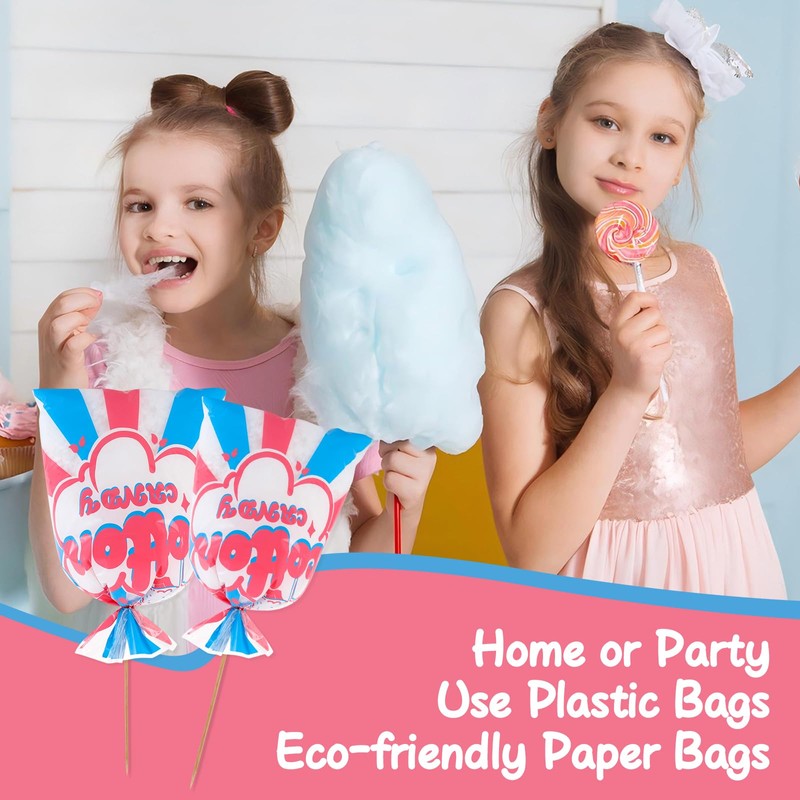 LEOSINDA 25 Pcs Cotton Candy Bags,12 x 18 Inches with