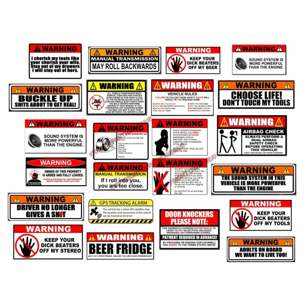 OwnTheAvenue 5 Random Funny Warning Construction Mechanic Toolbox JDM Racing