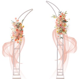 2pcs Large Wedding Arch with Base Flower Stand Arch Bracket Stand Backdrop Stand for Wedding Party Elegant Decorations & Garden Climbing Plants Vines,6.9&5.9 FT-White
