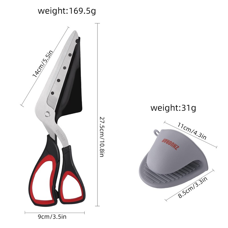 Pizza Scissors, Pizza Cutter with Shovel, Food-Grade Sharp Stainless Steel