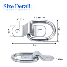 JNNJ 8 Piece Car Iron Lashing Ring Lashing Eye D Rings Set, Safety Anchor, Charging Hook, D Rings, with Bracket and Screws, Suitable for Boats, Trailers, Cargo, Trucks