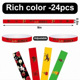 Kentucky Derby Paper Bracelets 24PCS – Horse Racing Wristbands, Run for the Roses Party Favors, Race Day Decorations, Equestrian Party Supplies, Derby Day Entry Wristbands for Horse Jockey Event
