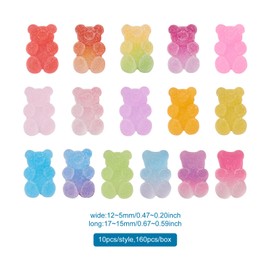 Cheriswelry 160pcs Cute Resin Bear Nail Art Decorations Flatback Gummy Cartoon Bear Animal Cabochons Embellishments for Nail Art Design Jewelry Making(16 Styles)