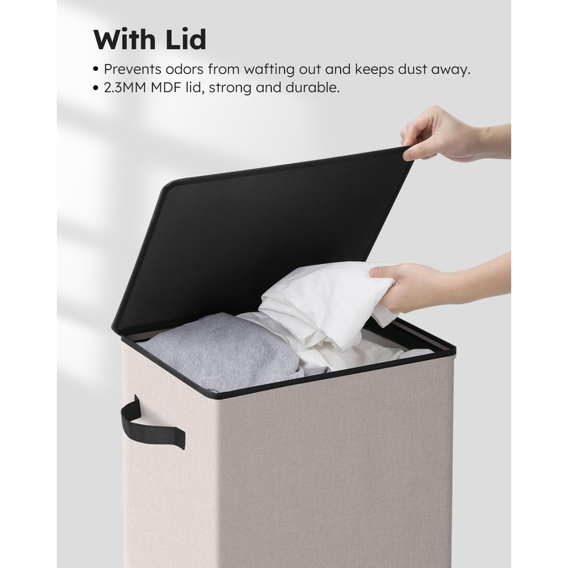 SOLEDI Laundry Hamper with Lid 100L Large & Tall Collapsible