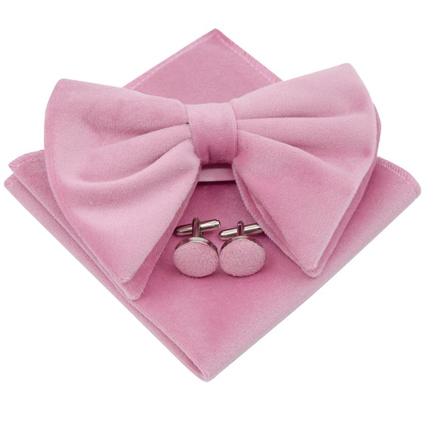 Mantieqingway Velvet Bow Ties for Men Oversize Pre-tie Bowtie Cufflink