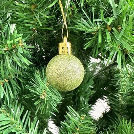 24 Pieces 30 mm Christmas Baubles Decoration Shatterproof Christmas Tree Baubles Mini Christmas Hanging Baubles for Christmas Tree Holiday Wedding Party Decoration Green